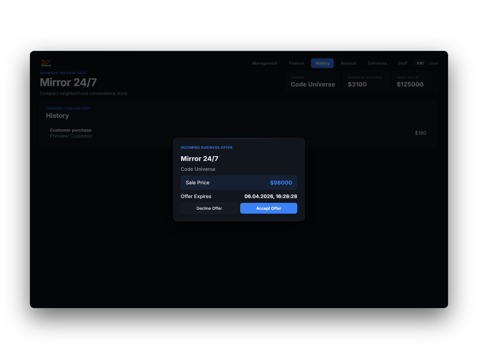 Management Buyer Offer Modal