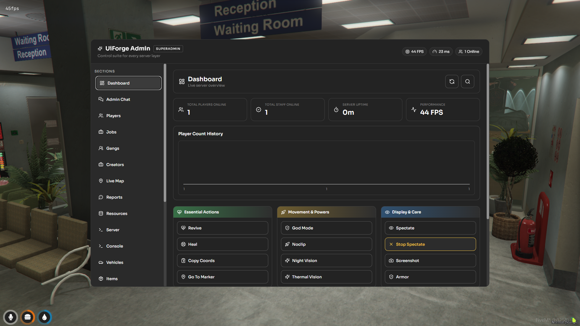 UiForge Admin Menu Showcase