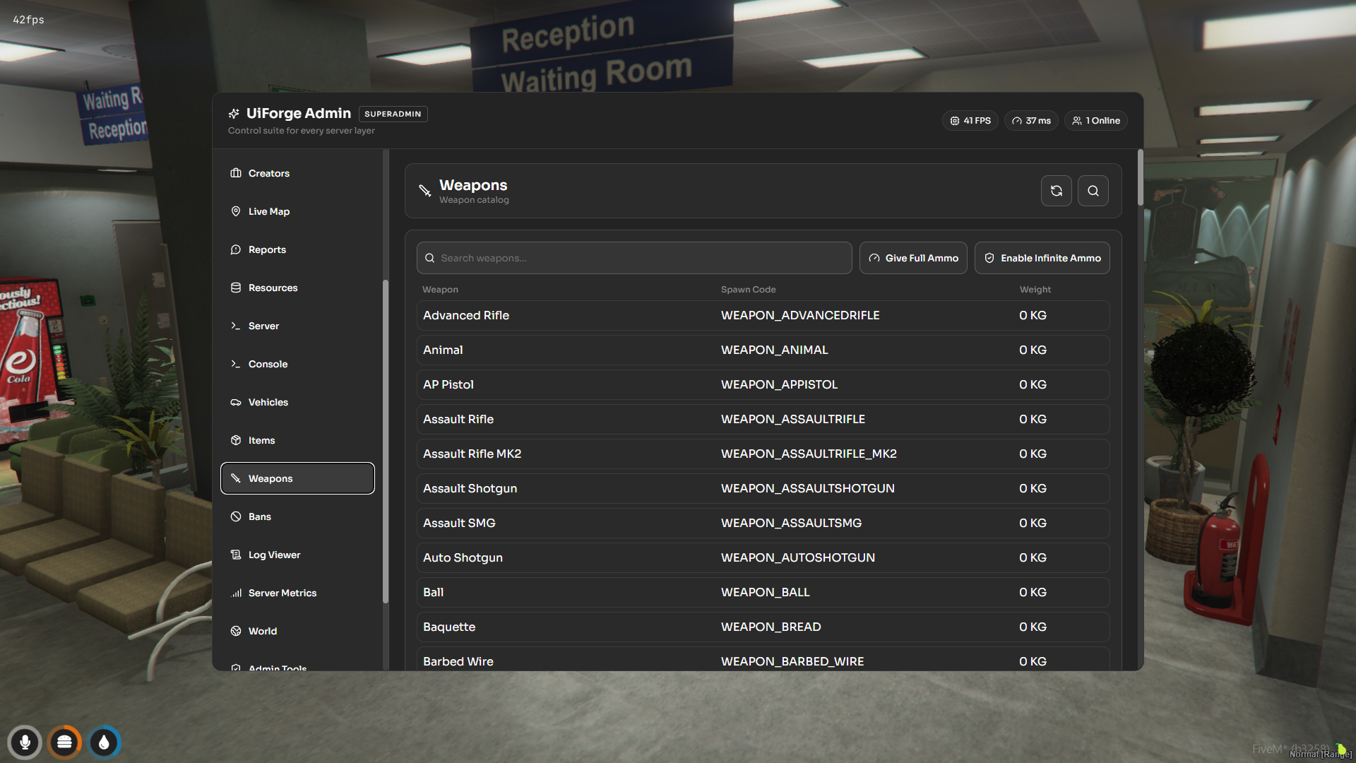 UiForge Admin Menu Showcase