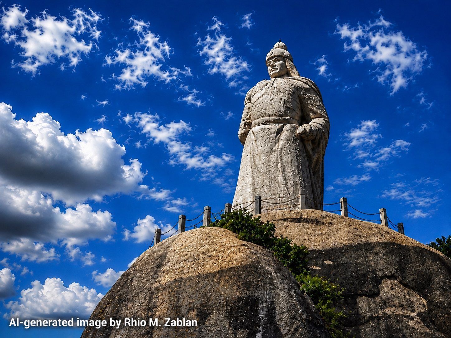 Artificial Intelligence-generated depiction of Zheng Chenggong’s statue in Xiamen