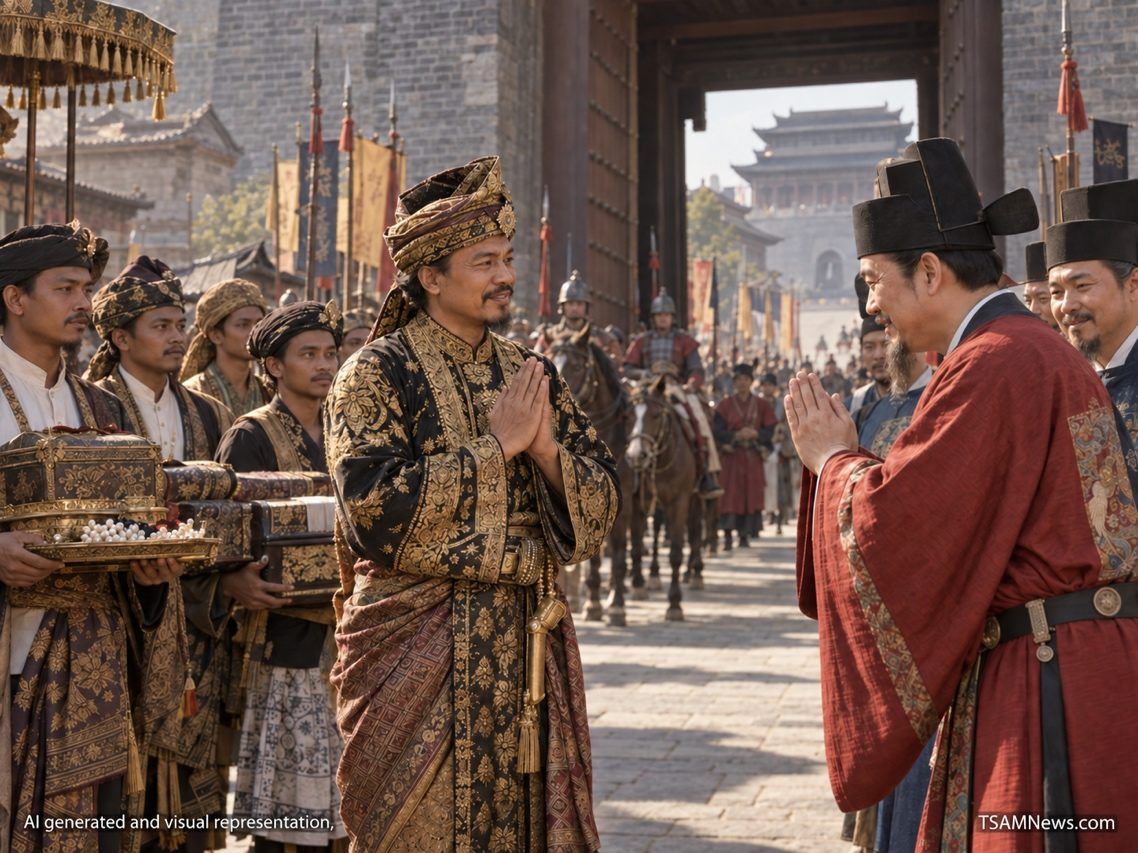 Visual representation of the Sulu king's arrival to Beijing