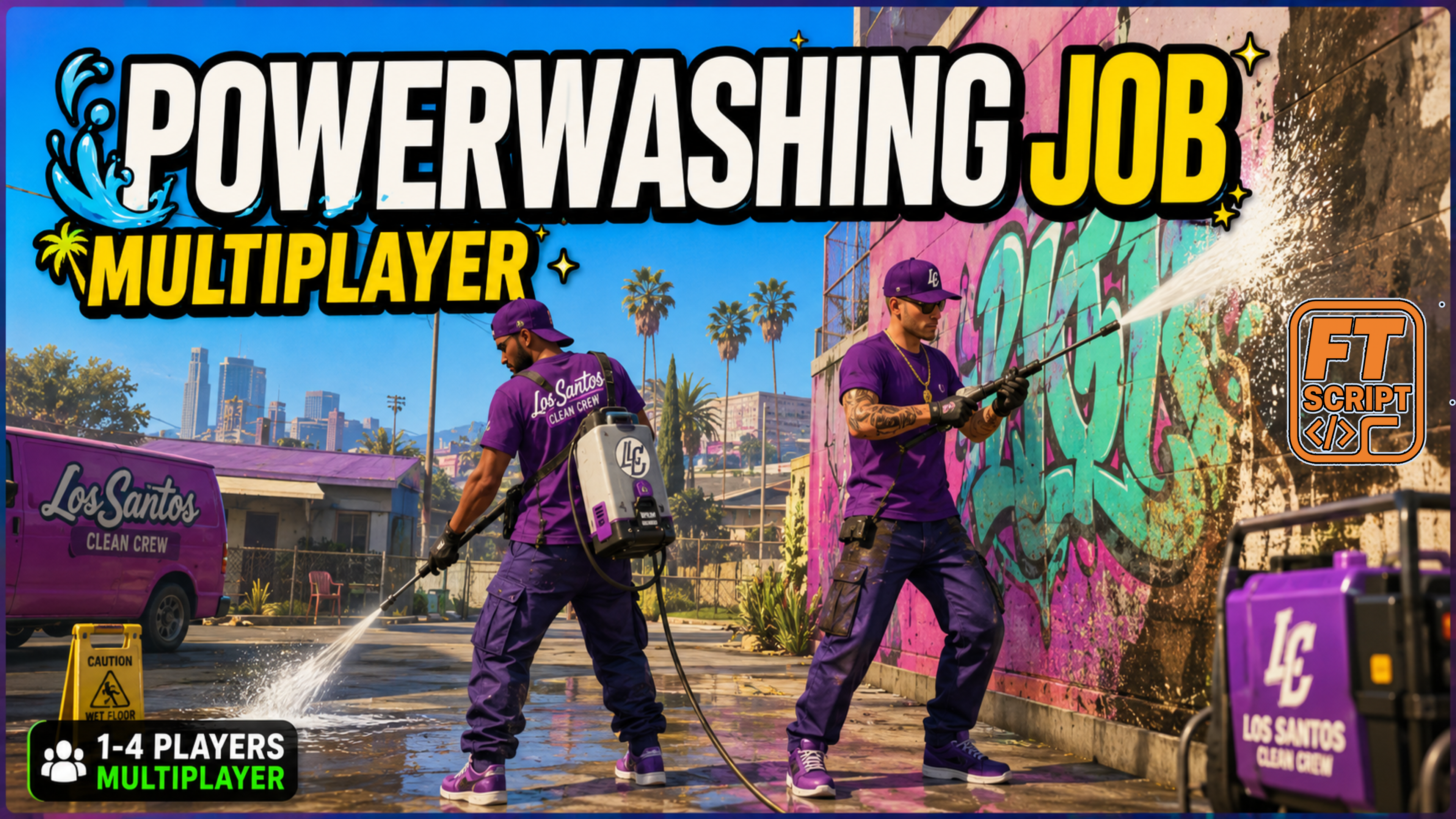 FT Devs Premium Multiplayer PowerWashing Job [1-4 Players] | FiveM Script