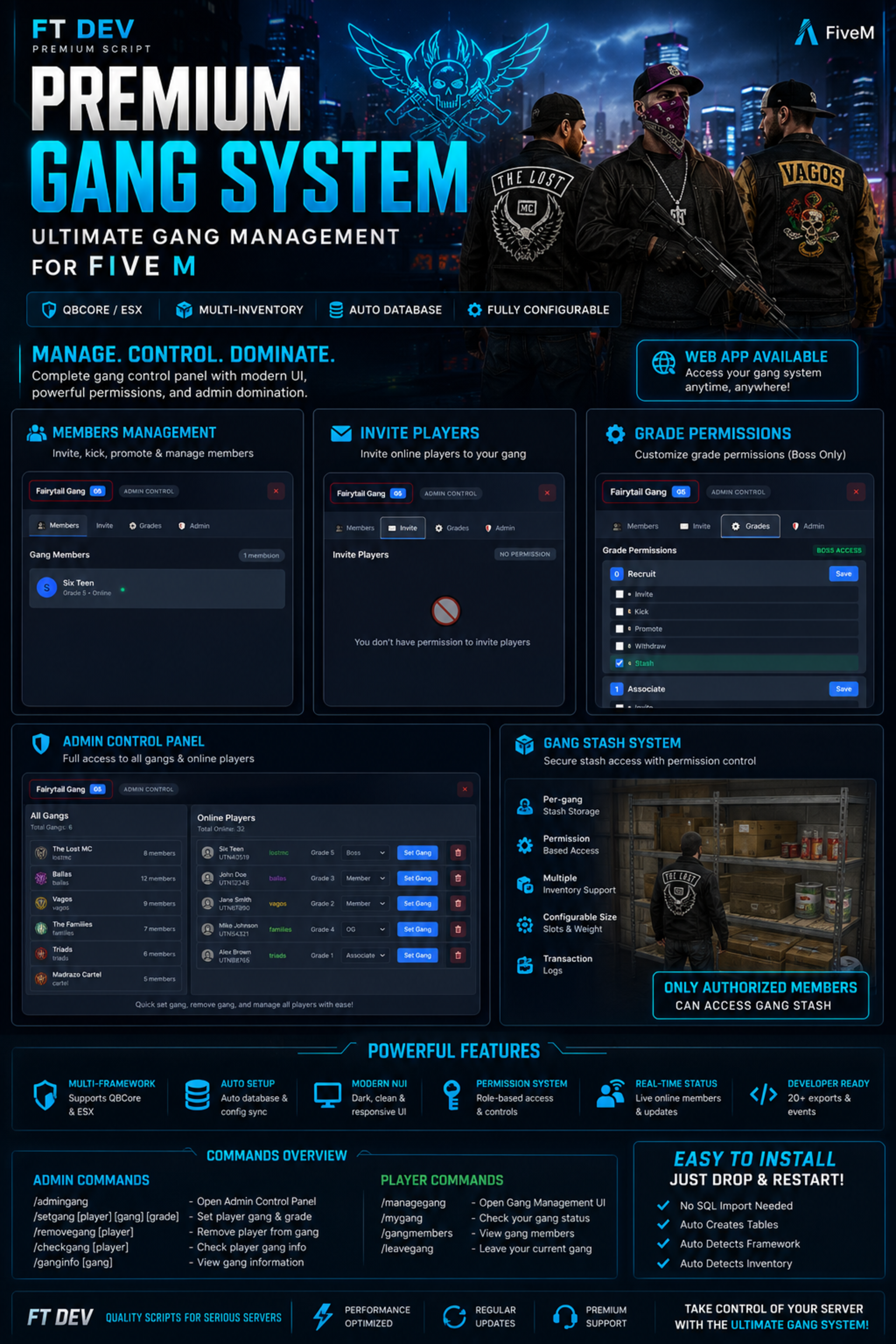 Fivem Premium Multi-Framework Gang System for FiveM
