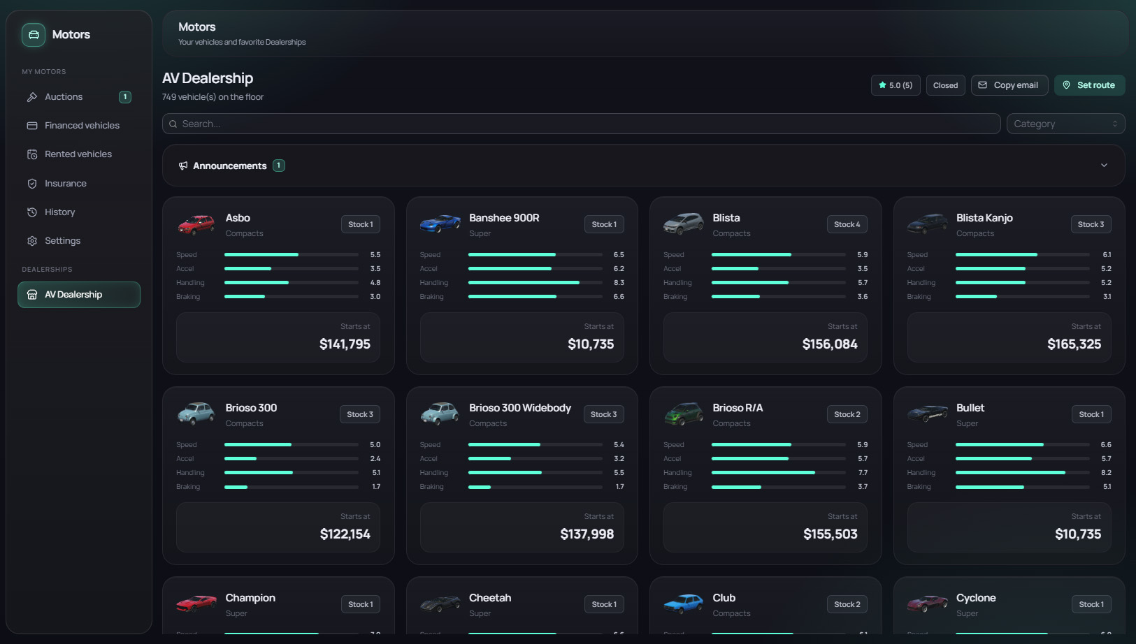 Motors app
