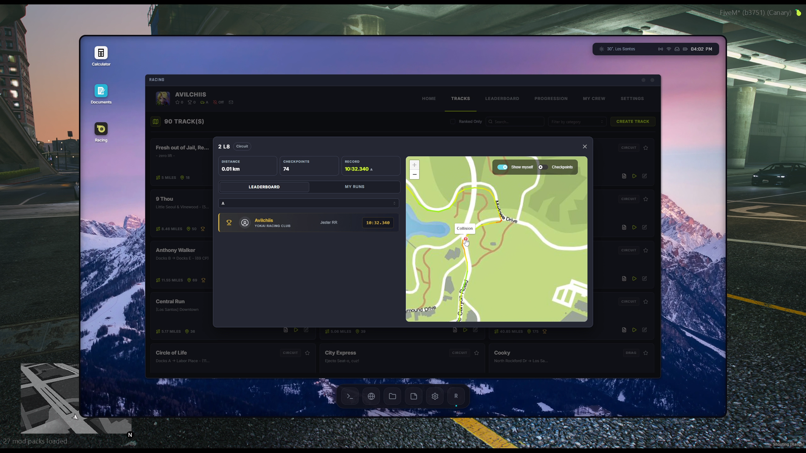 Telemetry panel with sector times and the racing line on the map