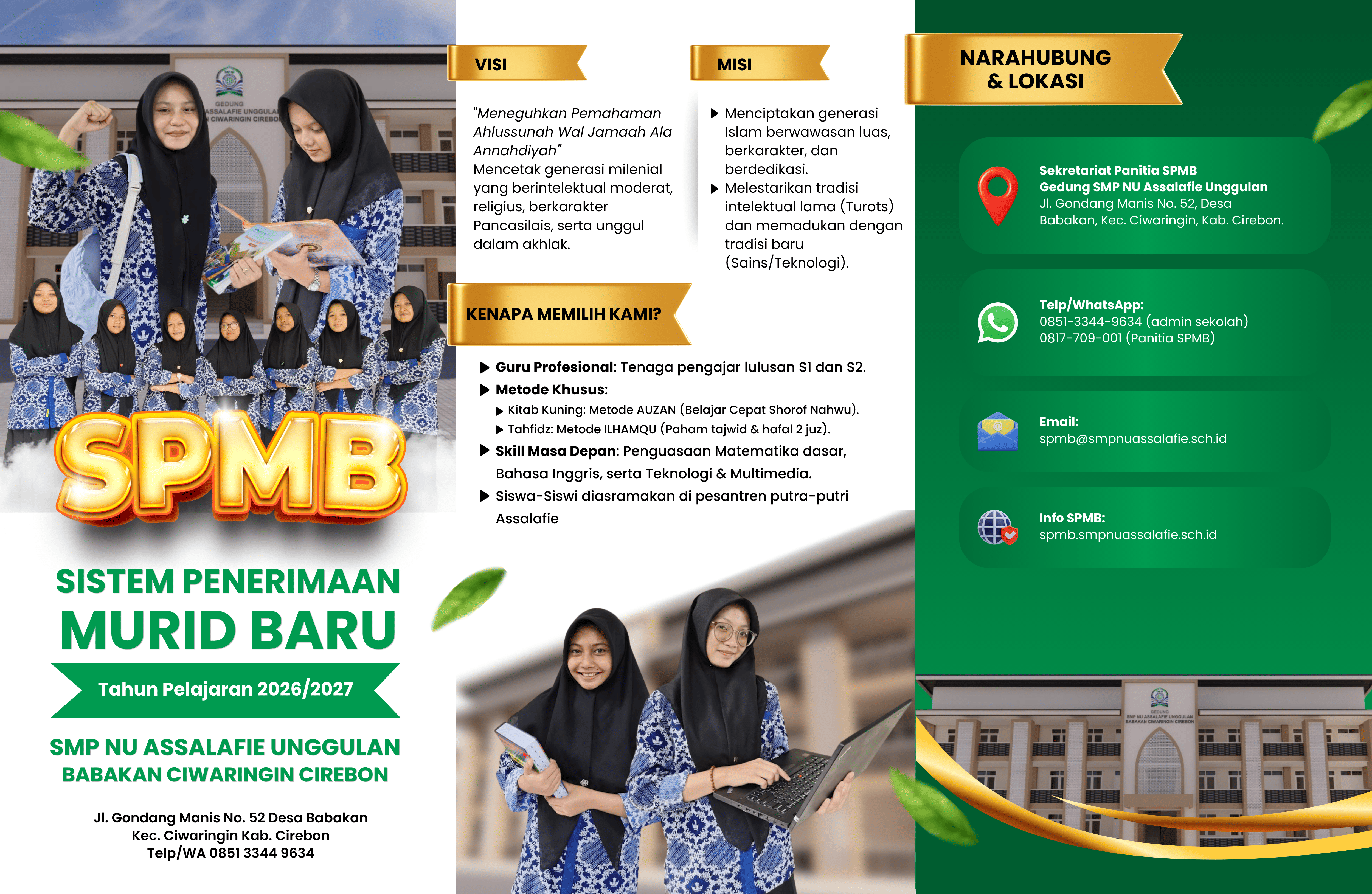 SPMB SMP NU Assalafie Unggulan 2026/2027 Resmi Dibuka, Ini Jadwal dan Syarat Pendaftarannya