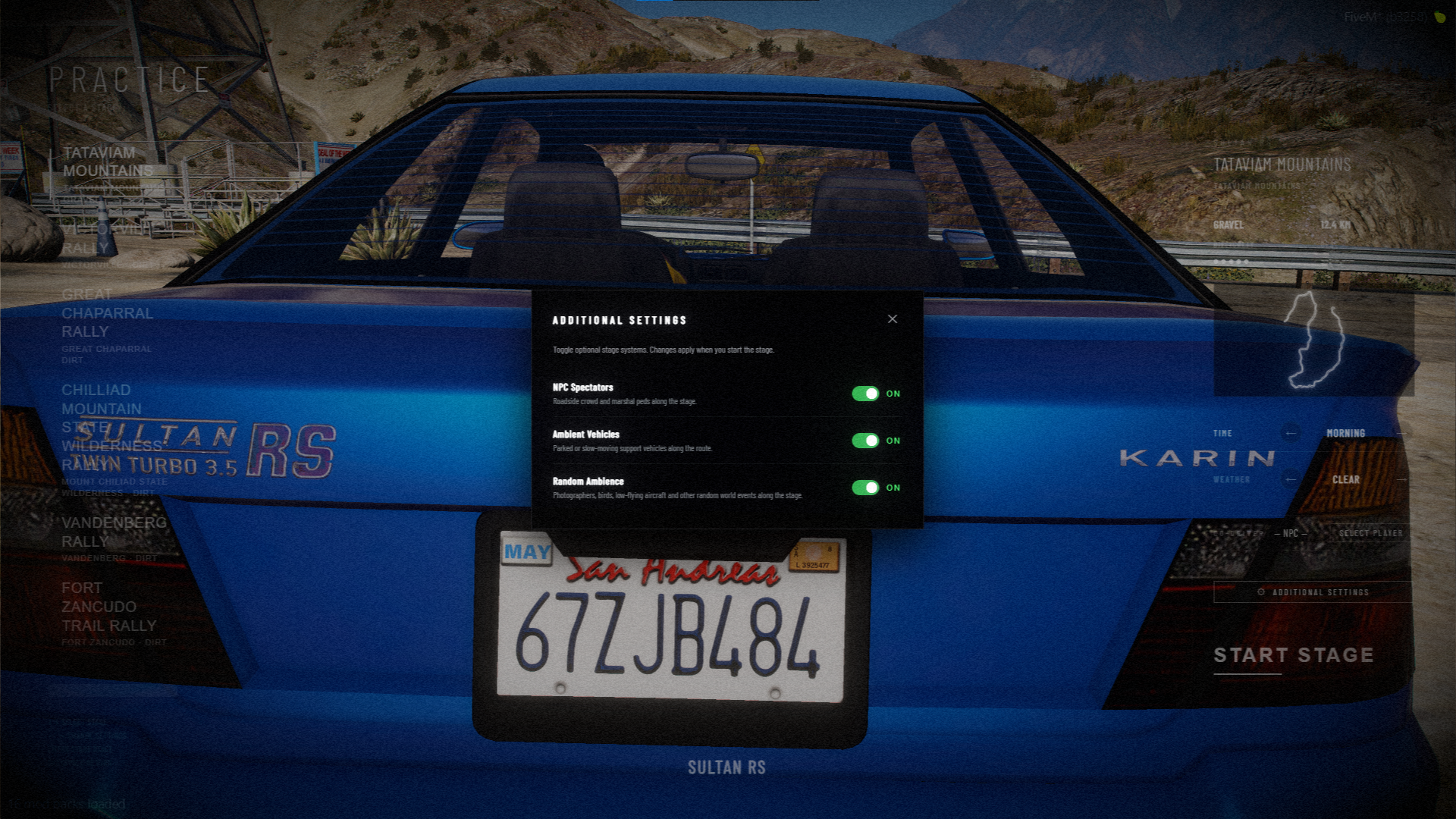 Stage settings toggles
