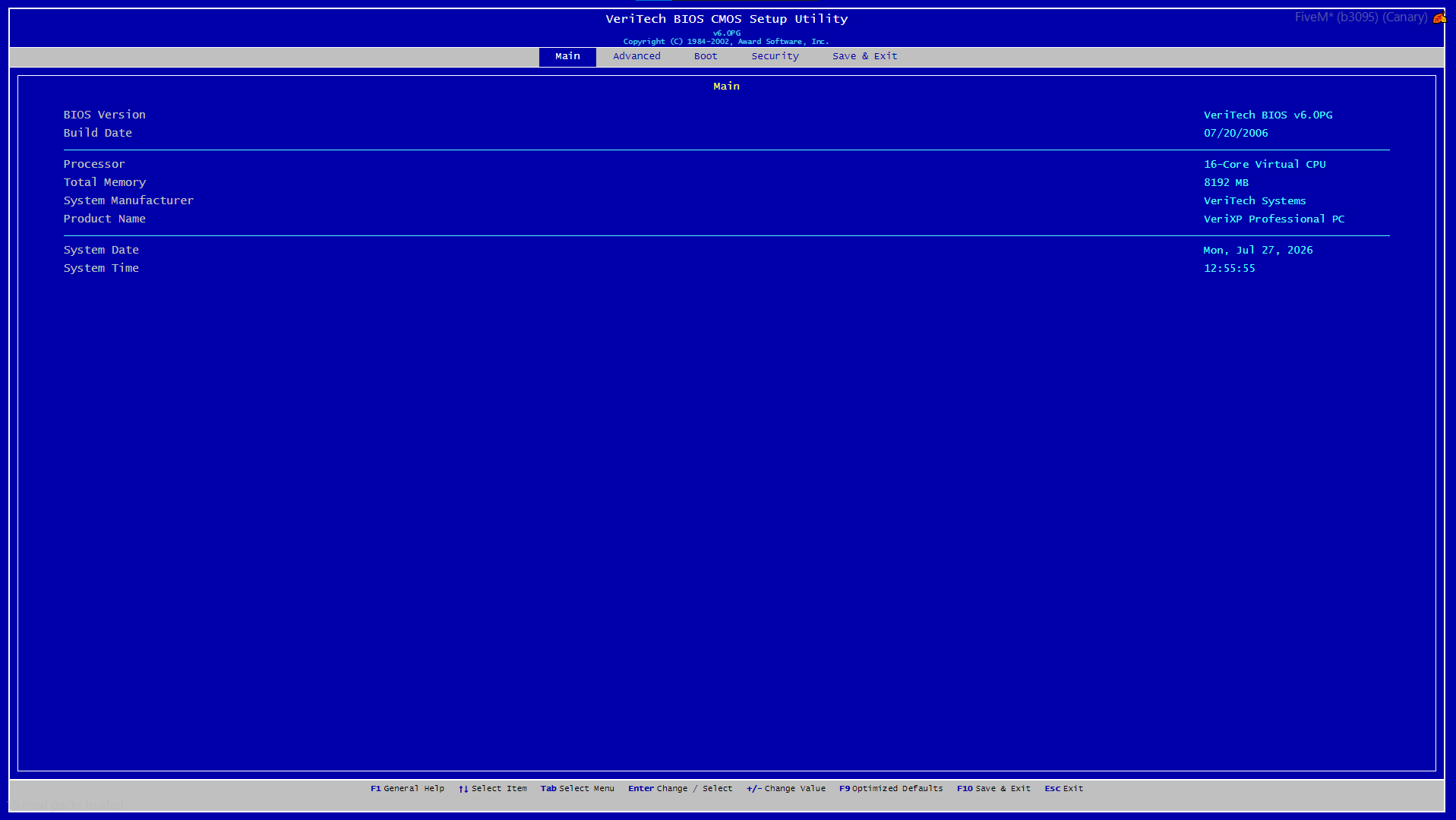 BIOS menu